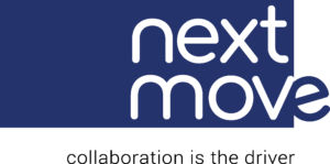 Logo Nextmove. NextMove réunit et accompagne au quotidien les acteurs franciliens et normands de la mobilité, en France, Europe international. Ingénierie